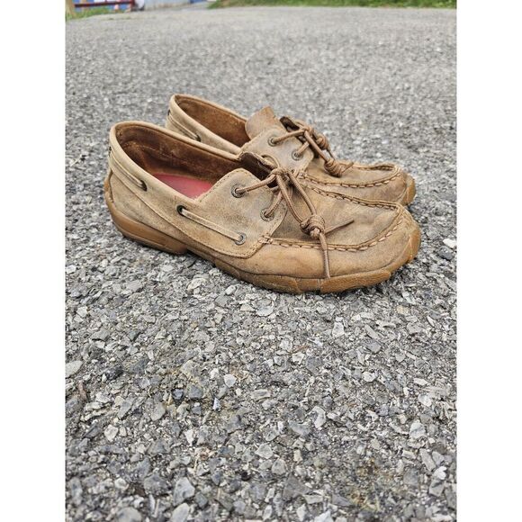 Twisted X KID'S BOAT SHOE DRIVING MOC Style: YDM0002 Brown Leather Size 6 - Picture 1 of 8